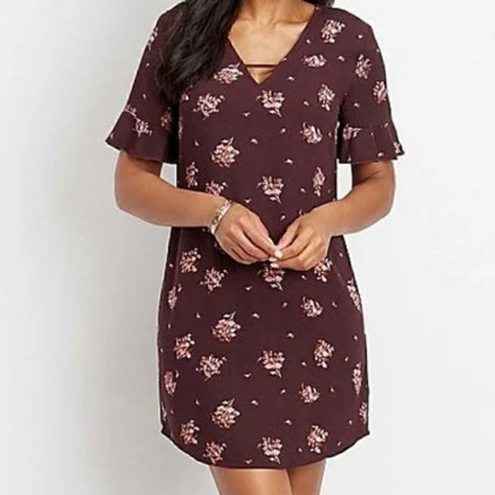 Maurice’s Burgundy Floral Shift Dress